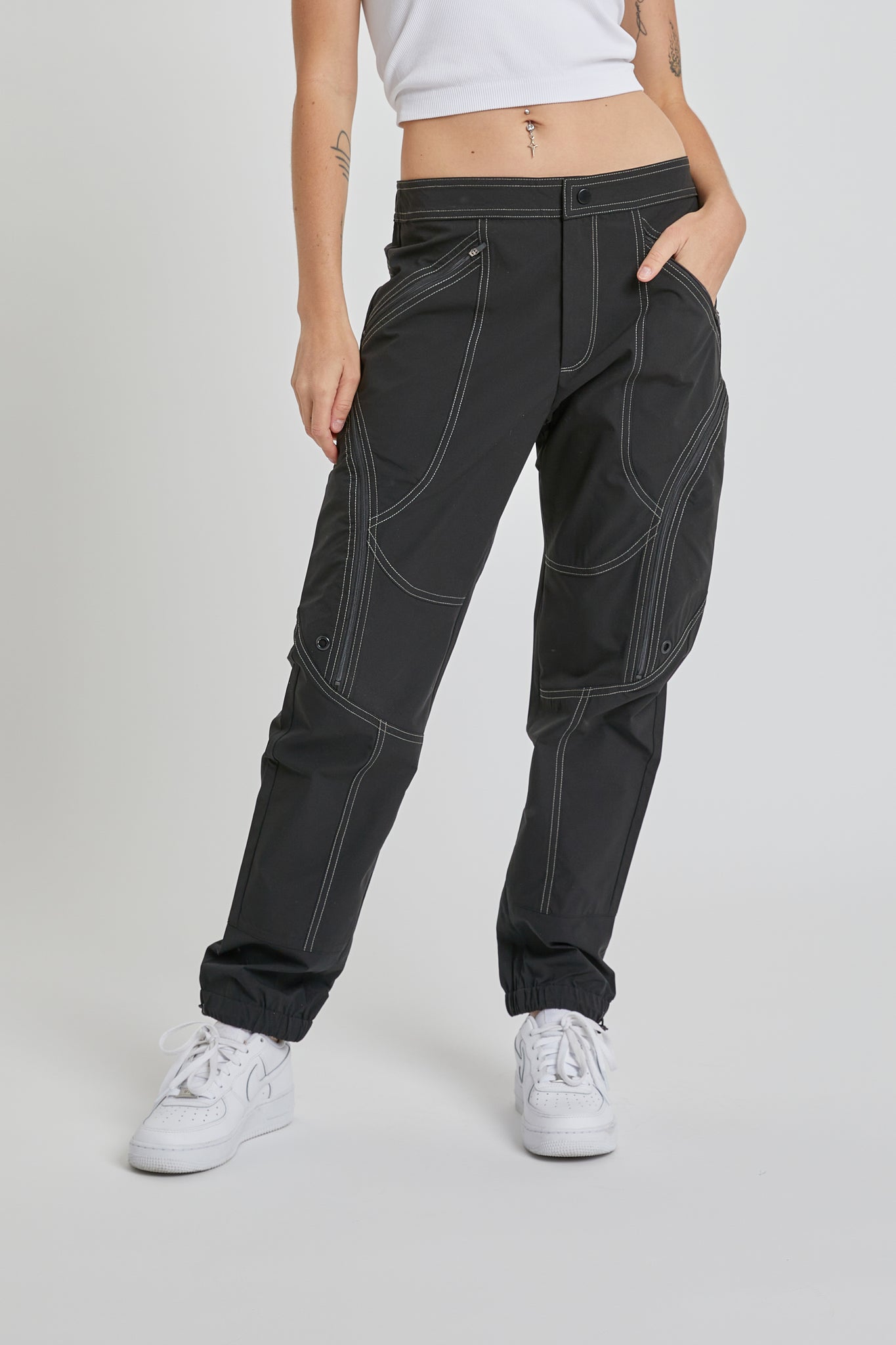  SEVEGO Lightweight Women's 32 Tall Inseam Cotton Soft Jogger  with Zipper Pockets Cargo Pants Black X-Small : Clothing, Shoes & Jewelry