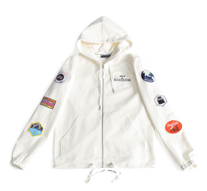 BTG x STAYDIUM Patch Zip-Up Hoodie in White