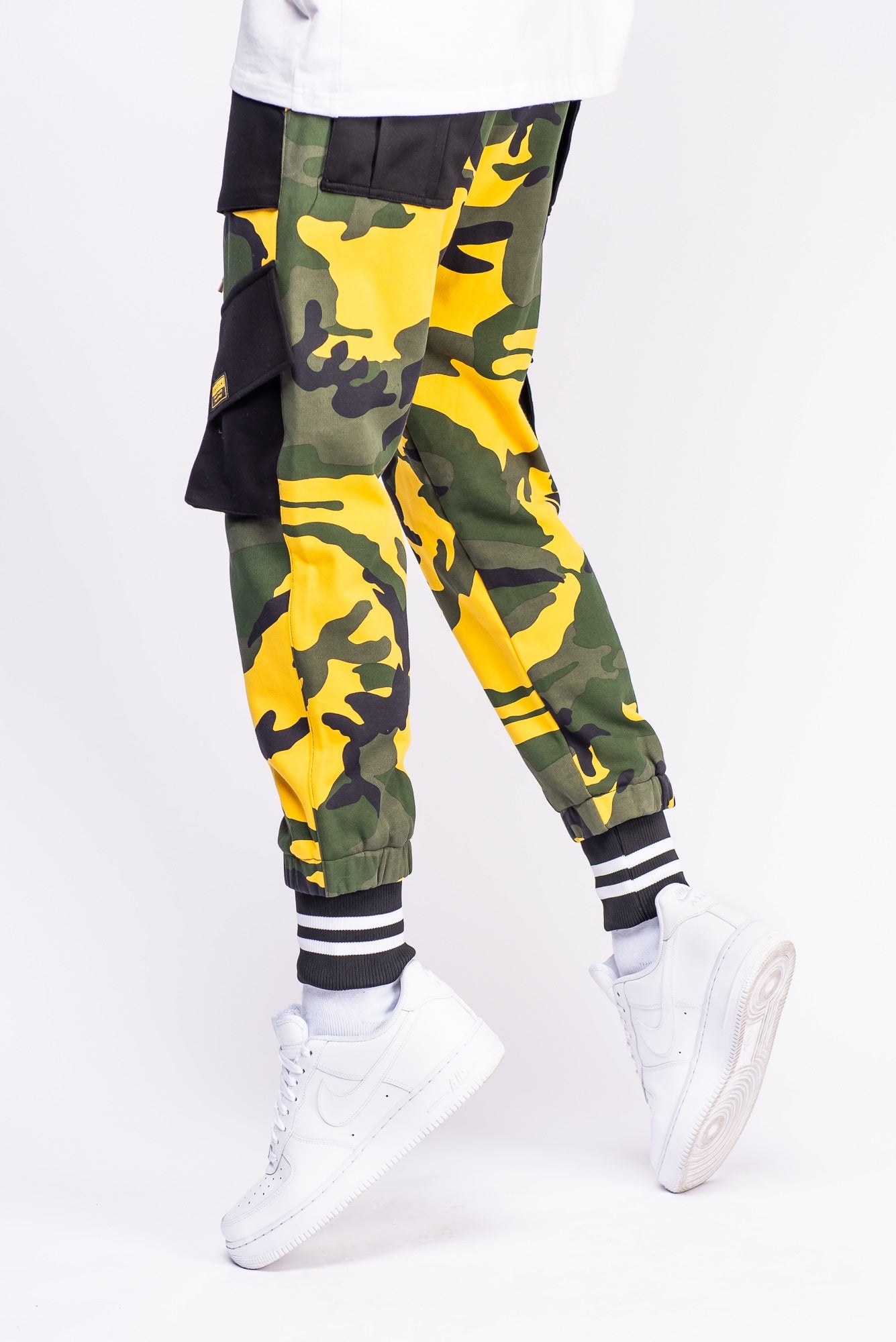Yellow Camo Cargo Joggers - Main Image